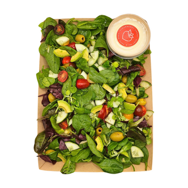 House Salad with mixed Leaves, Avocado, Tomato and Olives